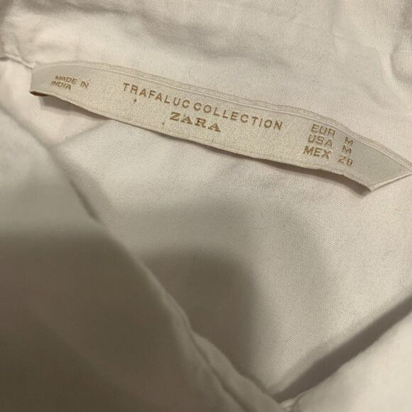 zara womens solid white long sleeve button down dress shirt top medium - Picture 3 of 6